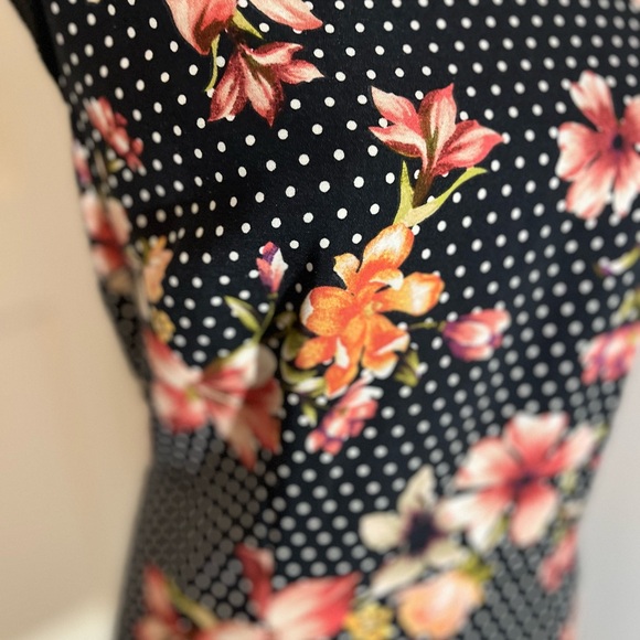 ALYX Black White Polka Dot Floral Sleeveless Work Business Professional Dress 12 - Picture 9 of 15